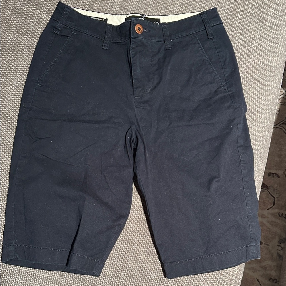 Hollister Men's Navy Flat Front Chino Shorts